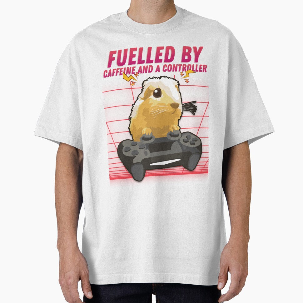 Fuelled by caffeine and a controller Guinea Pig Gaming Addict Design by Robbo's Tees Designs