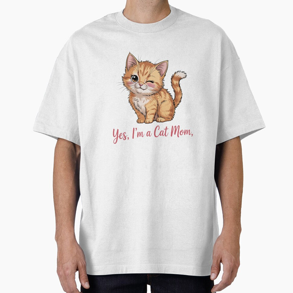 Cute Cat Mom Illustration – Yes I’m a Cat Mom Kitten Lover Gift by Cool-cat-art