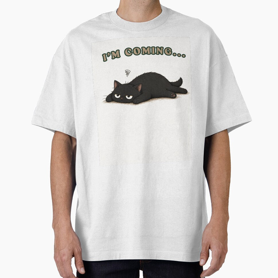 I'm Coming... | Lazy Cat Humor Design for Introverts by VibeFlowStudio Unisex , , , Long Sleeve Tee