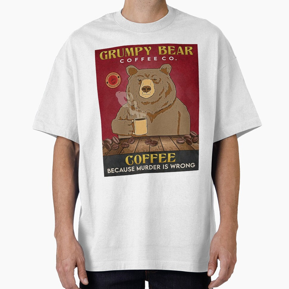 Bear Coffee Grumpy Bear Coffee by JakeGoodwin Unisex , , , Long Sleeve Tee