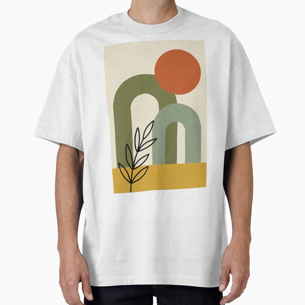 Mid-Century Modern Abstract Arches and Terracotta Sun by AliAltinelArt