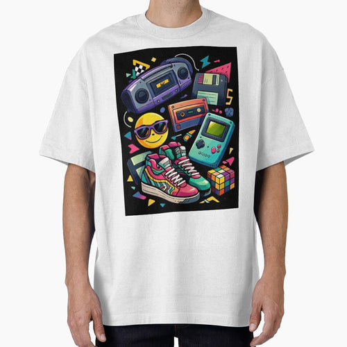 90s Aesthetic Retro Essentials – Nostalgic 90s Kid Gaming & Boombox Illustration by OutofOfficeWear