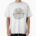 Simple drawing of a sunset over a calm ocean by rasagamastore Unisex , , , Long Sleeve Tee