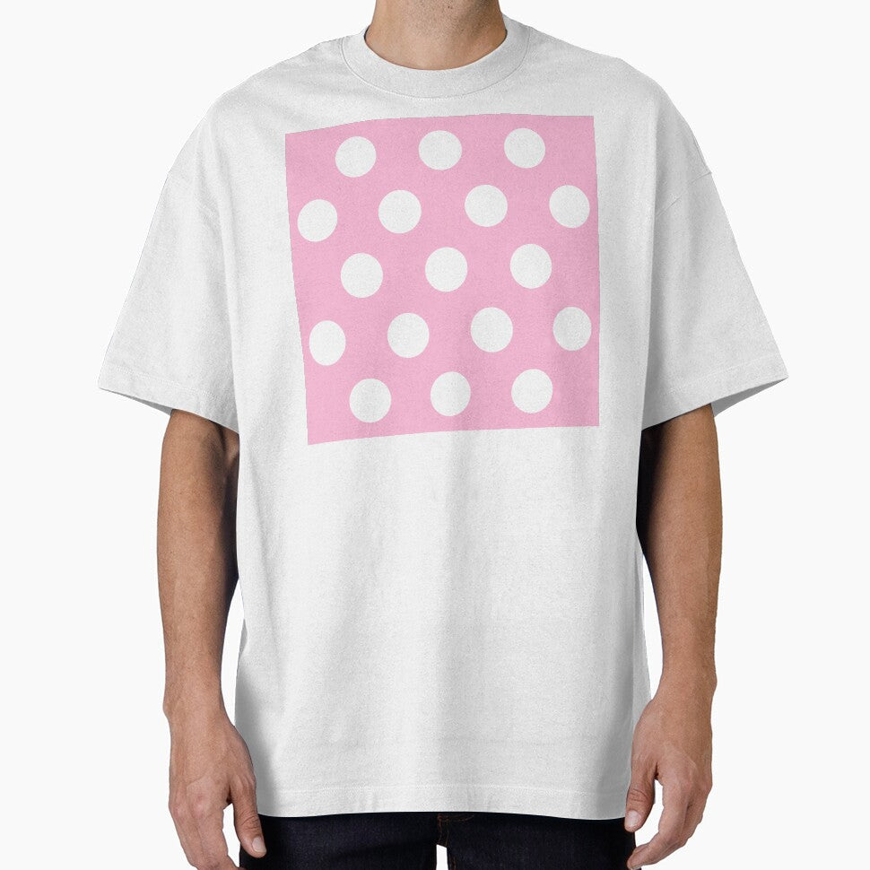 Large WHITE and COTTON CANDY PINK POLKA DOTS by RachelMacht Unisex , , , Long Sleeve Tee