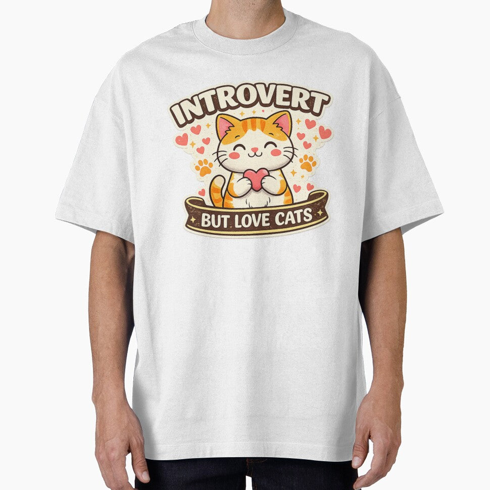 Introvert But Love Cats Cute Cat Lover Funny Cat Mom Design by BSSCREATIVES