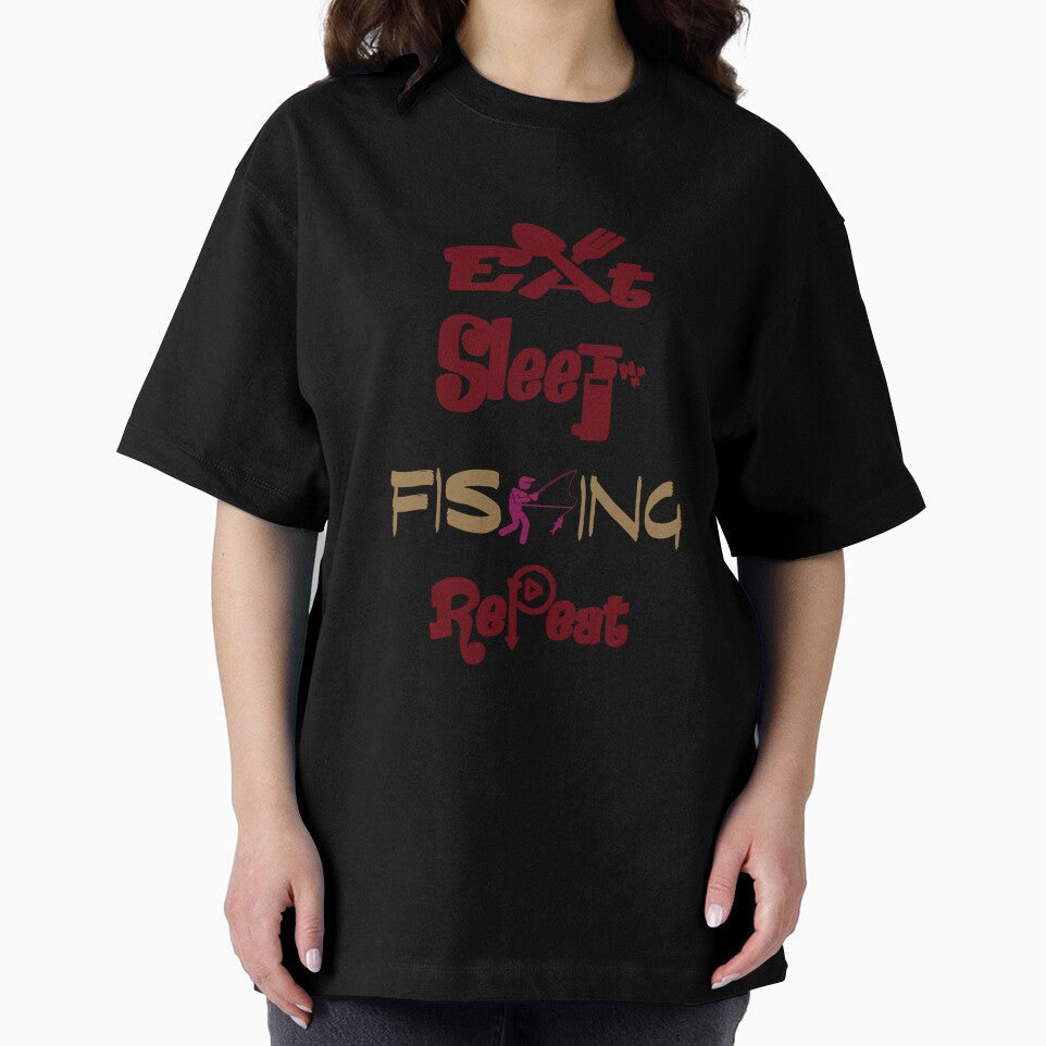 Eat sleep fishing repeat, by Chakilogy Unisex , , , Long Sleeve Tee