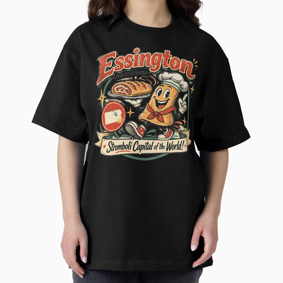 Essington, PA - Stromboli Capital of the World - Vintage Mascot by The Masked Designer Unisex , , , Long Sleeve Tee