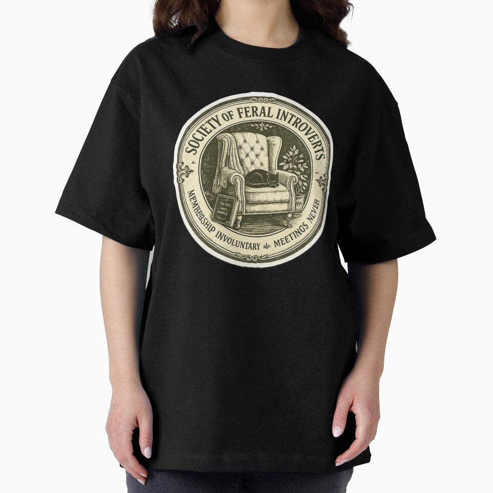 Society of Feral Introverts Meetings Never – Funny Vintage Seal Art | Introvert Feral Gift by irfanshikh
