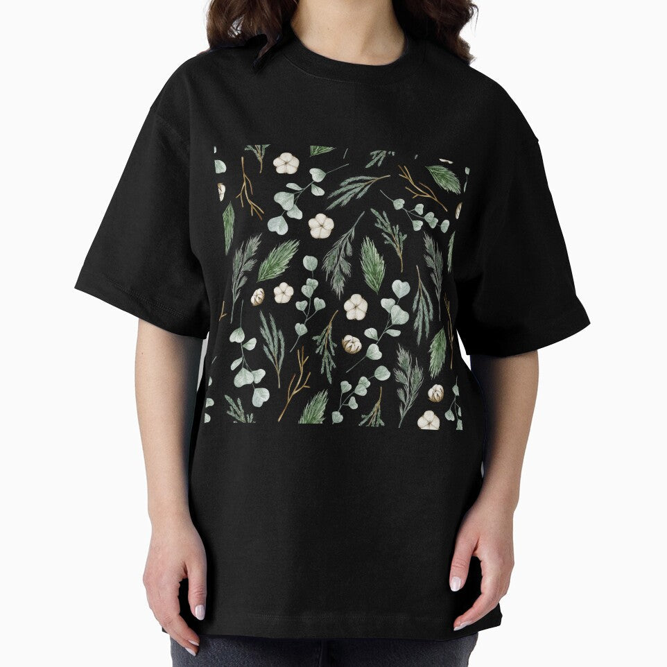 Green Christmas Leaves and Pine Branches by ArDecoS Unisex , , , Long Sleeve Tee