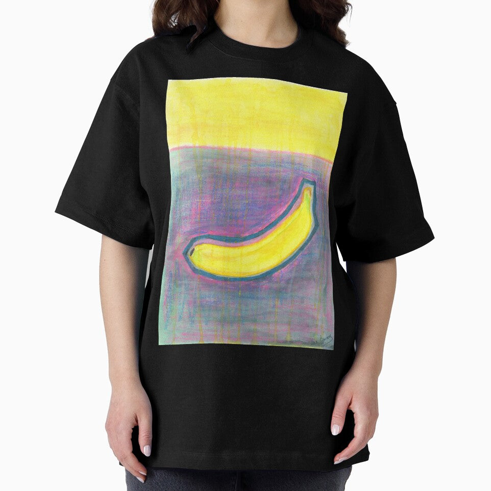 Psychedelic Banana Pop Art | Yellow Banana on Purple Blue Pink | Warhol Inspired Oil Painting by BlueberrySwan