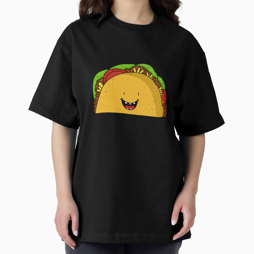 Smiling Kawaii Taco — Cute Food Cartoon Humor Mexico Funny Gift by CLC54 Unisex , , , Long Sleeve Tee