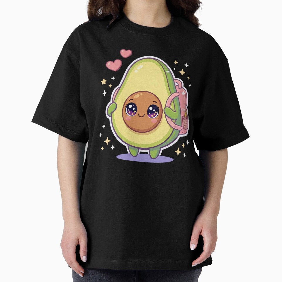 Kawaii Avocado with Backpack - Pastel Cute Food Character. by Lylysun Unisex , , , Long Sleeve Tee