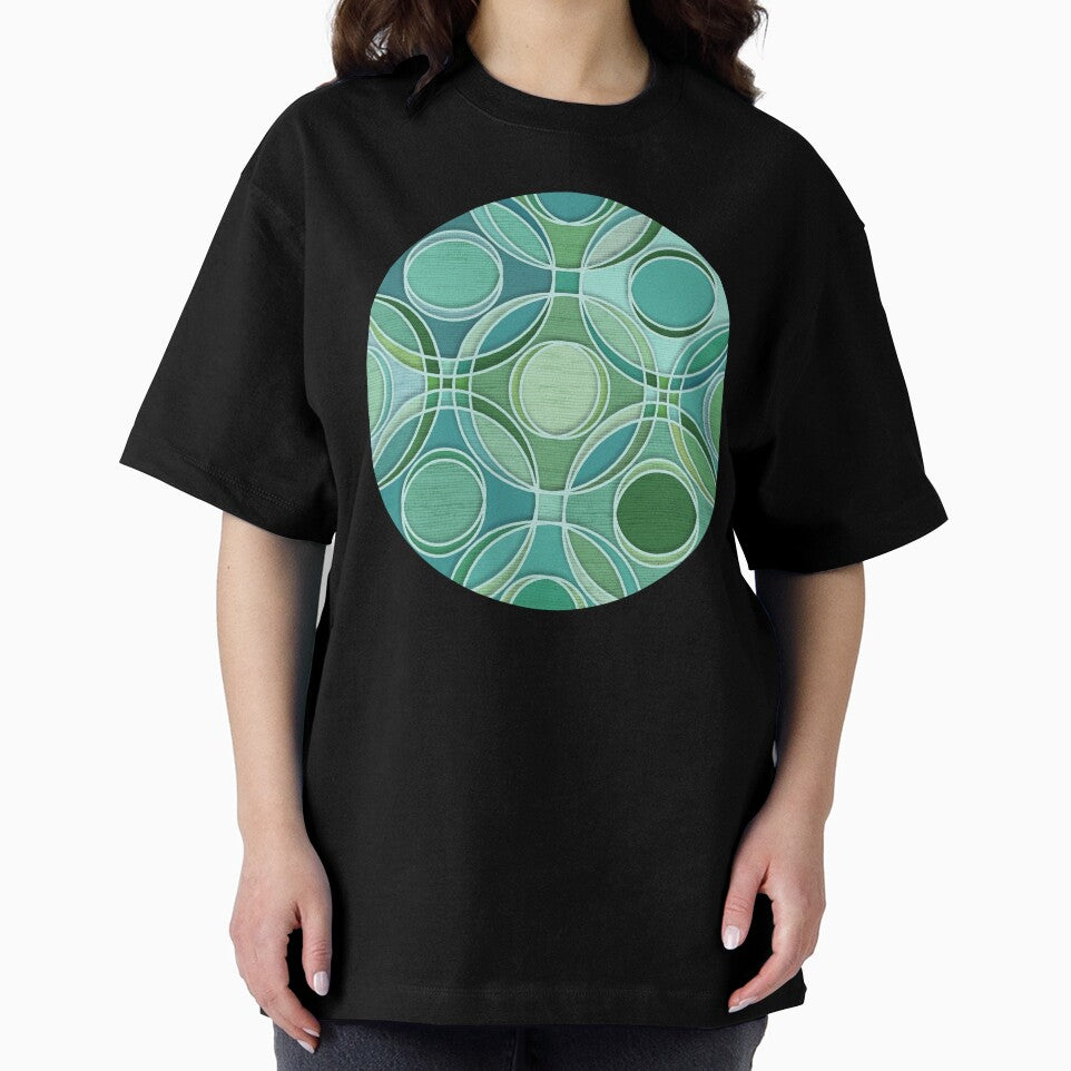 Textured Circles Geometric Abstract in Quiet Greens by micklyn