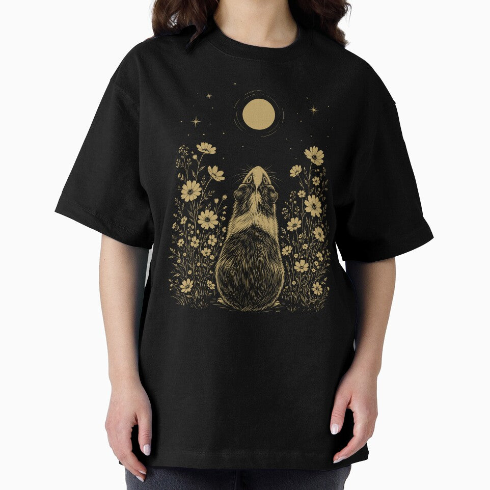Guinea Pig Moon Night Flower Minimalist Boho Lover by DoodleTortle