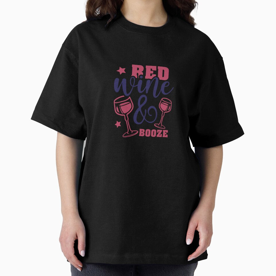 Red Wine & Booze Typography Design | Wine Lover Gift Merchandise by Art-shia Unisex , , , Long Sleeve Tee