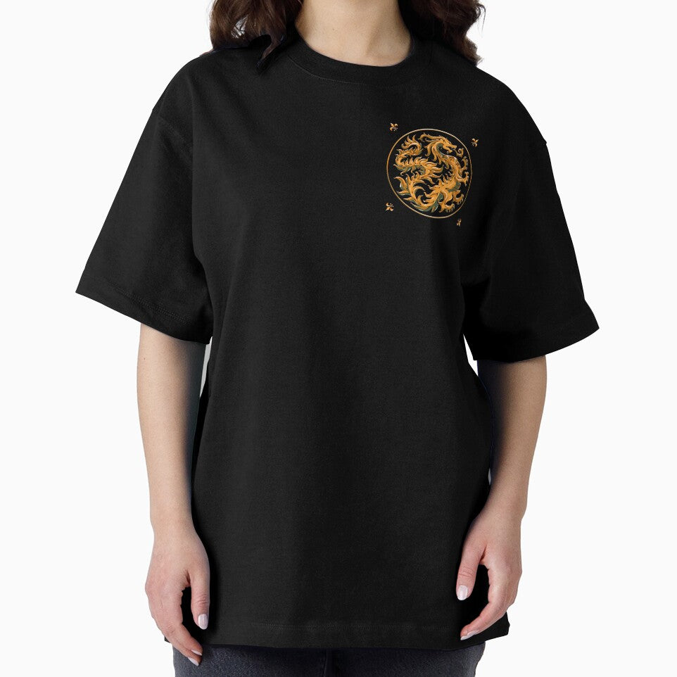 golden dragon royal flag emblem illustration badge graphic logo art by hayrpictures Unisex , , , Long Sleeve Tee