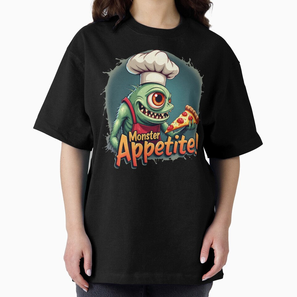 Monster Pizza Appetite by Topmaxdesign Unisex , , , Long Sleeve Tee