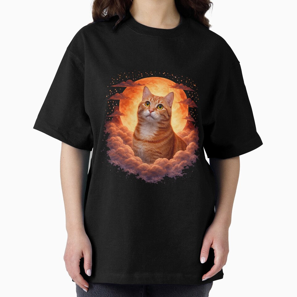 Orange Tabby Cat Moon Art – Ginger Cat Gift for Cat Mom and Dad by PixelsPaws
