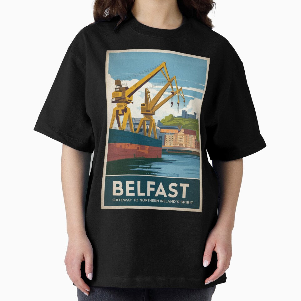 Belfast Vintage Travel Poster by TravelerRat Unisex , , , Long Sleeve Tee