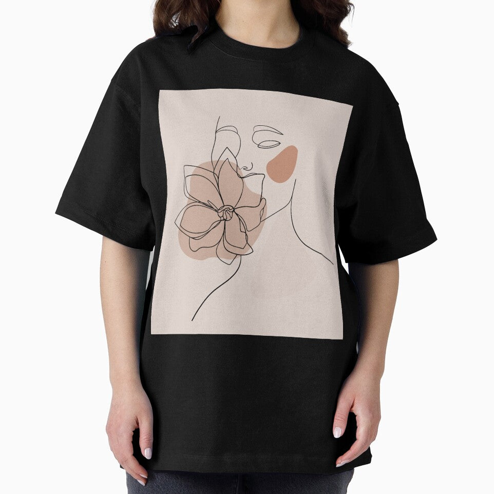Line Art , Boho style Woman face with flower by Ireneart369