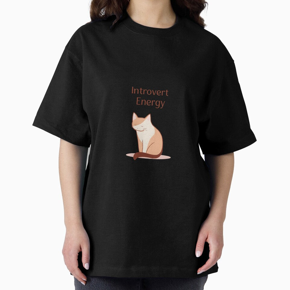Introvert Energy Cat Minimal Design – Calm Quiet Cat Aesthetic by Kavya Art Unisex , , , Long Sleeve Tee
