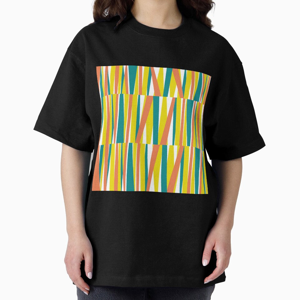 Retro Angular Stripes Mustard Yellow Blue Orange by QuestingPixel
