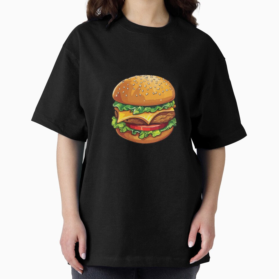 Burger Tasting Girl (Black) by sunset-capturer Unisex , , , Long Sleeve Tee
