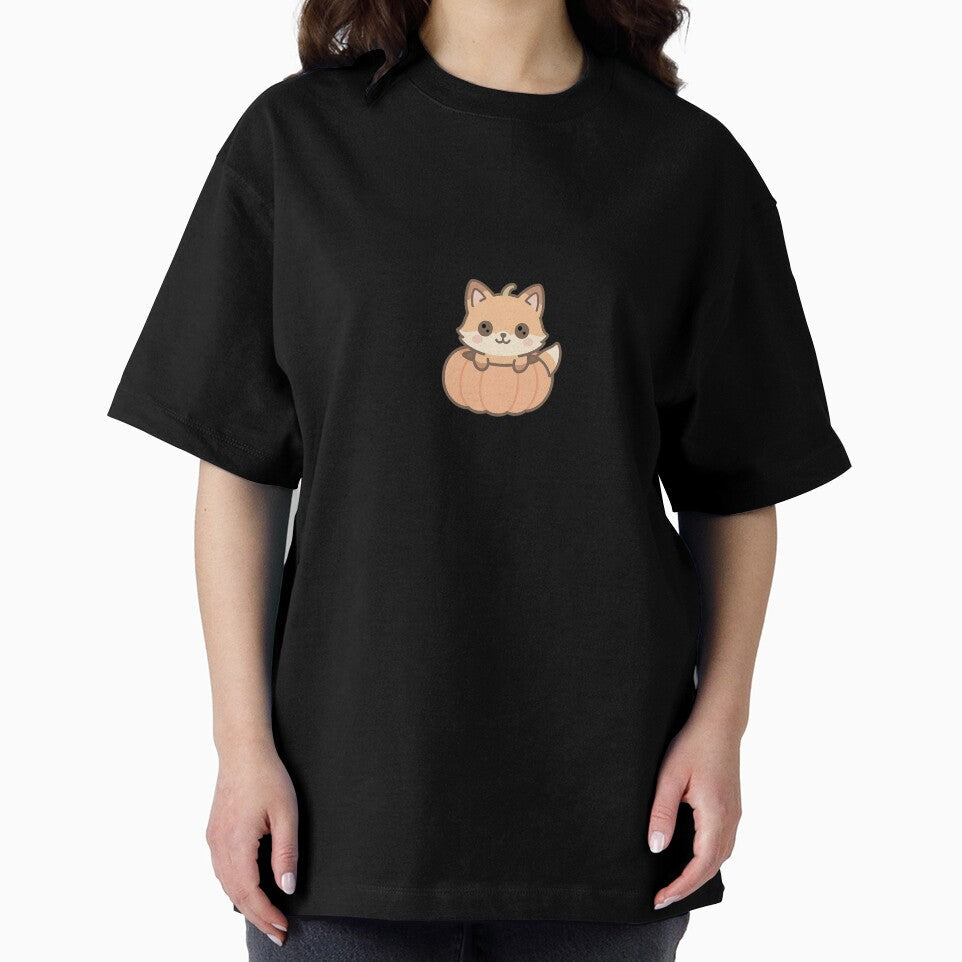 Kawaii Fox in Pumpkin – Cute Chibi Autumn Design by Meow-WoofDesign Unisex , , , Long Sleeve Tee
