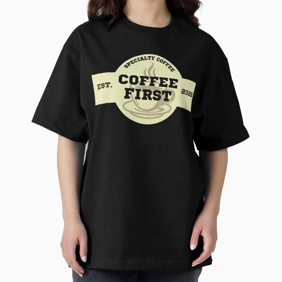 Coffee First Vintage Badge by CHANCHANAI Unisex , , , Long Sleeve Tee