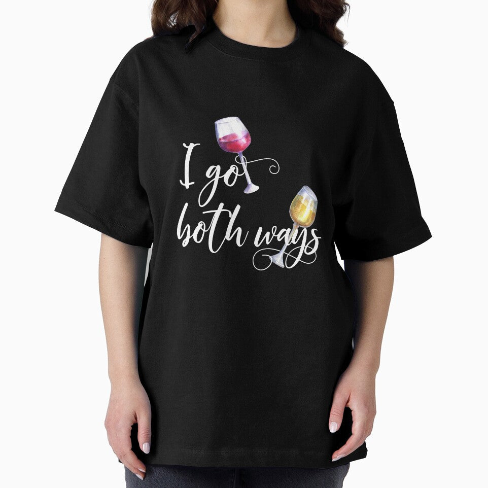 I Go Both Ways Red White Wine Lover by ColorFlowArt Unisex , , , Long Sleeve Tee