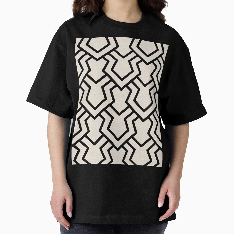 Black and Beige Tessellation Line Pattern 5 Pairs DE 2022 Popular Color Crisp Muslin DE6212 by ColorOfTheYears
