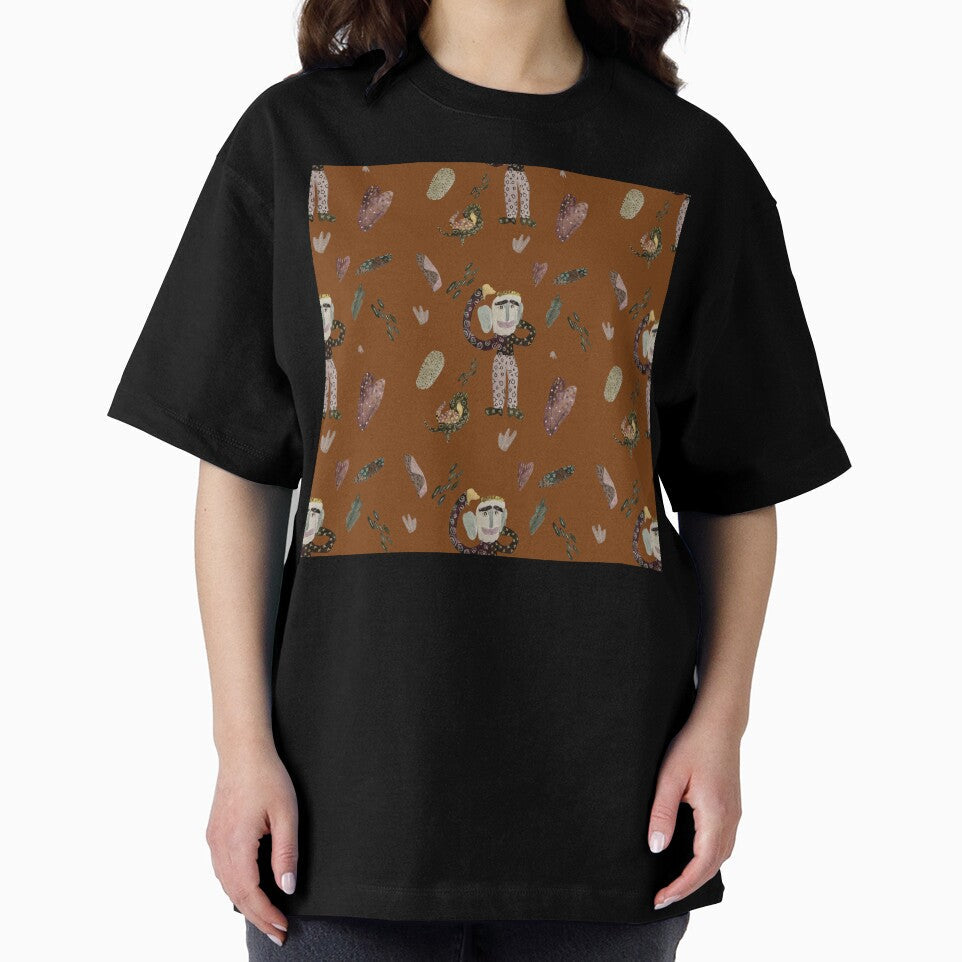 Cartoon Man heart abstract seamless pattern brown version by Yana Mustafina | Boho Soulful Designs