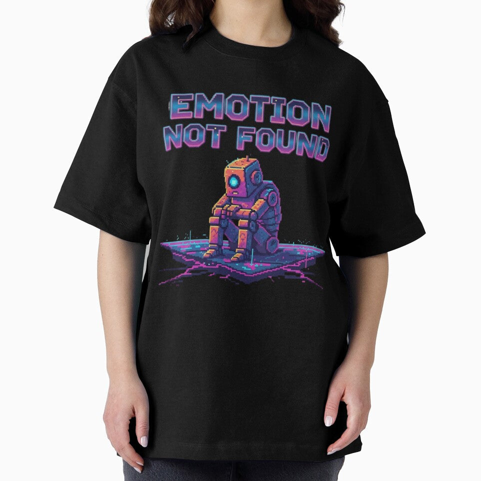 Emotion Not Found Sad Robot Retro Pixel Vaporwave by ChaosNest Unisex , , , Long Sleeve Tee
