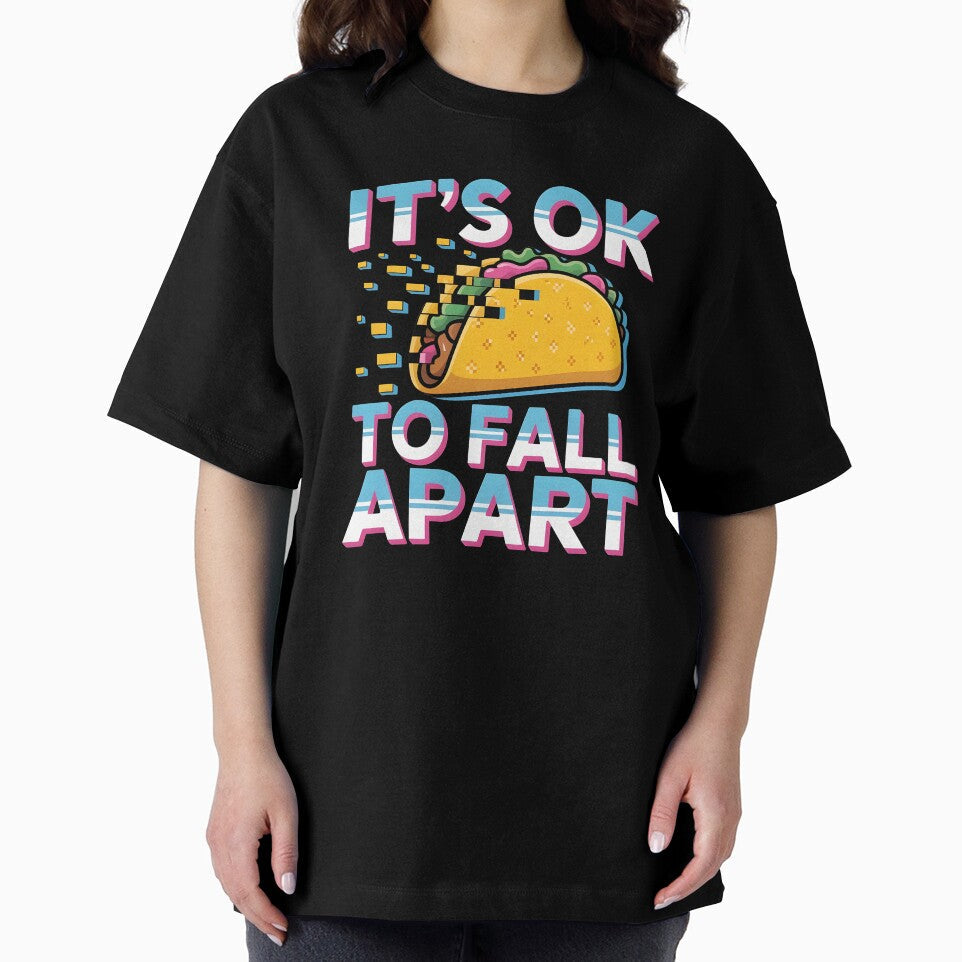 It's Ok to Fall Apart Taco – Cute Taco Humor Mental Health by Redgiant87x Unisex , , , Long Sleeve Tee