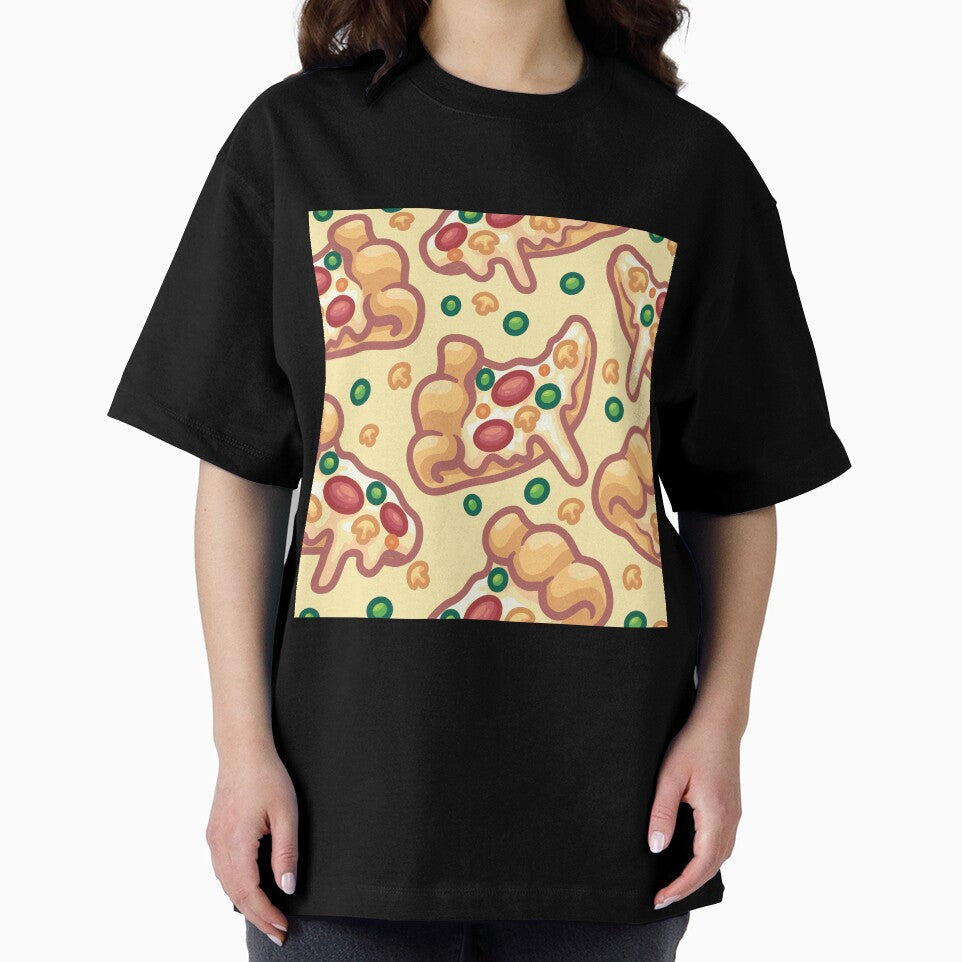 Cheesy Pizza Pattern Graphic by Legendary Status Unisex , , , Long Sleeve Tee
