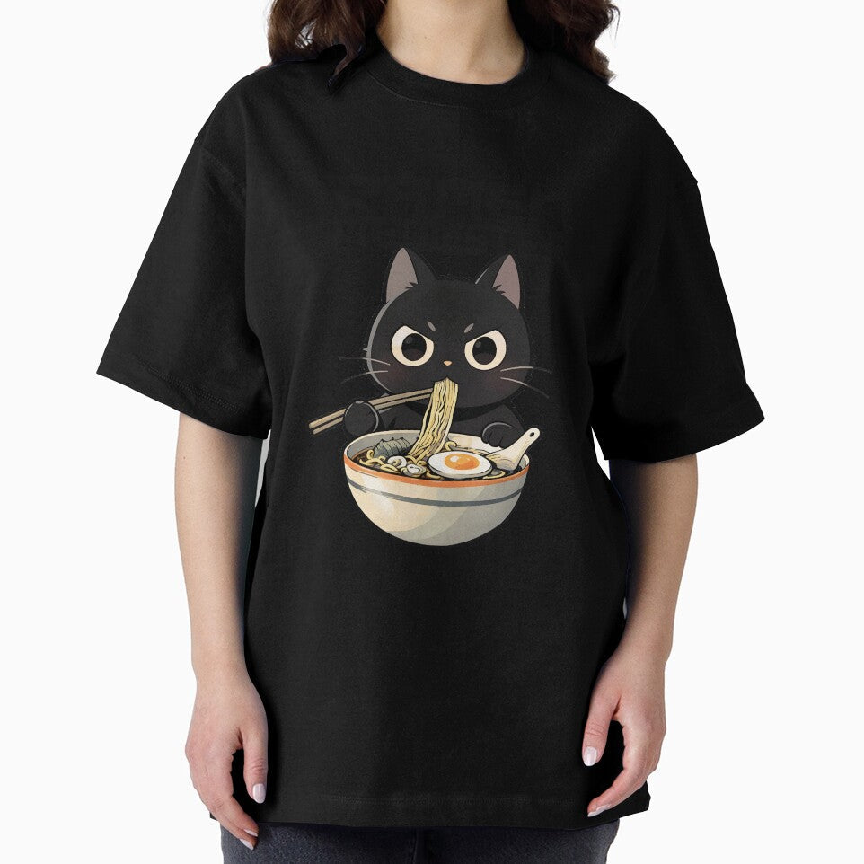 Ramen Cat Noodle Lover Cute Illustration by ArtsB Unisex , , , Long Sleeve Tee