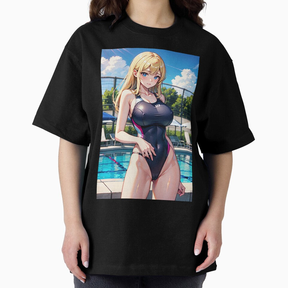 Blond Hair Anime Girl in School Swimsuit by kenvel Unisex , , , Long Sleeve Tee