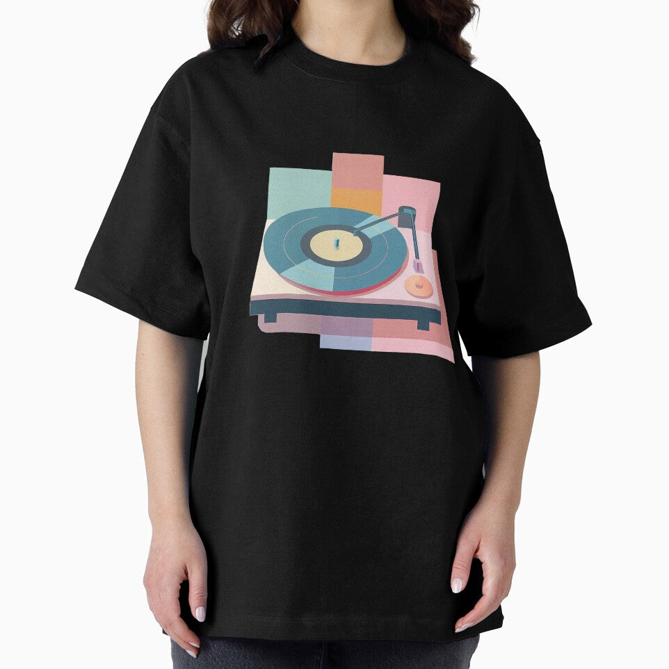 Dj Turntable in Bauhaus Style Art Pastel Colors by OzzFrequency