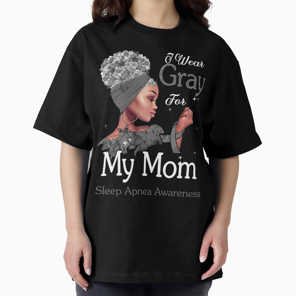 Sleep Apnea Awareness Black Girl I Wear Gray For My Mom by tenjun16 Unisex , , , Long Sleeve Tee