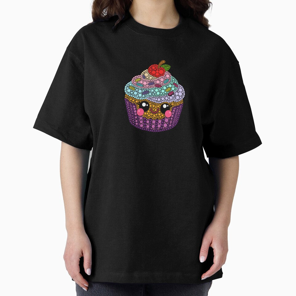Kawaii Cupcake Dot Art by Cardiff Creative Unisex , , , Long Sleeve Tee