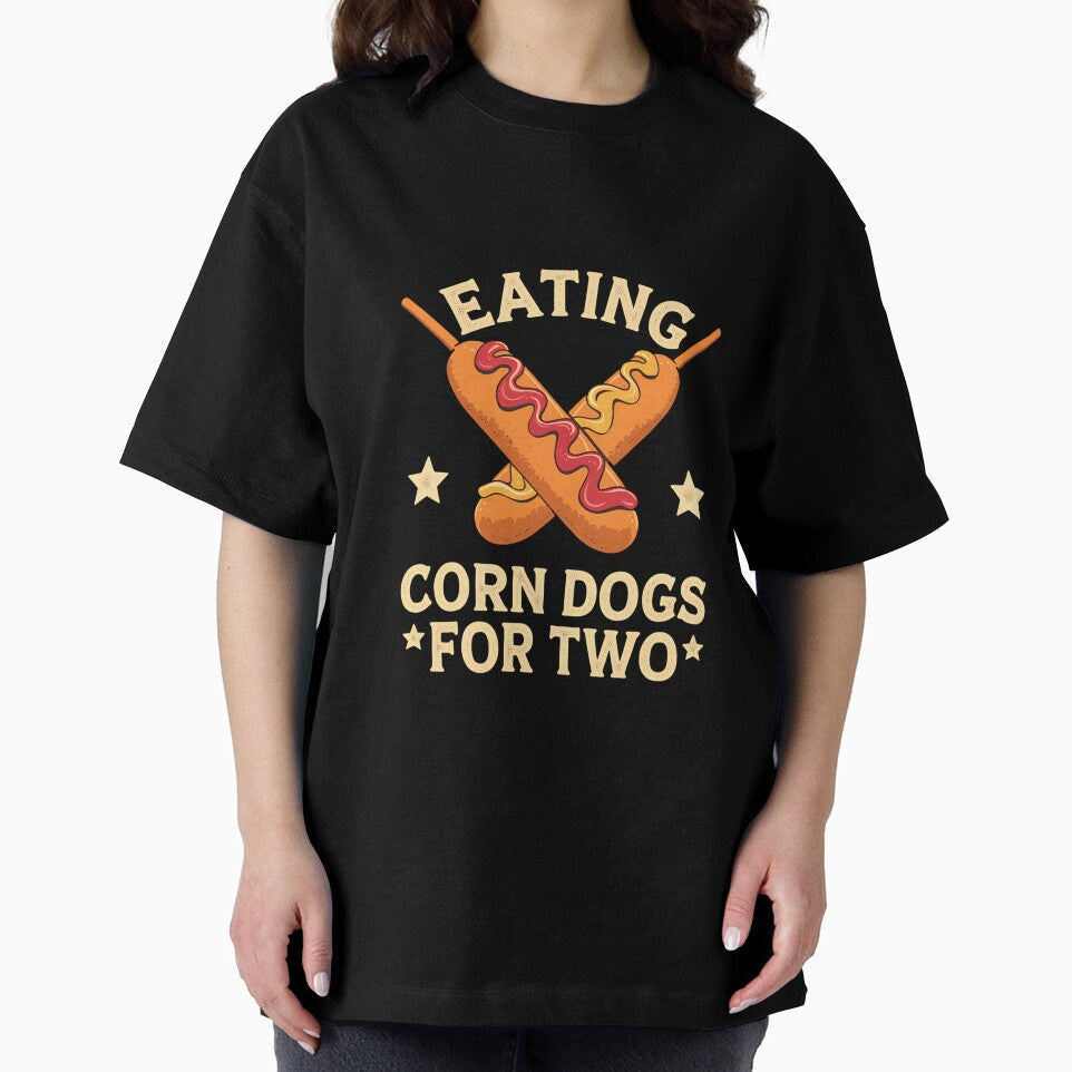 Eating Corn Dogs For Two Street Food Corndog Lover Corndog by IhanVaanMaArt Unisex , , , Long Sleeve Tee