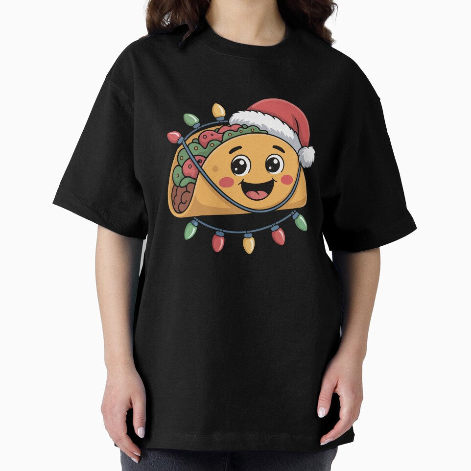 Christmas Taco with Santa Hat by jkrphoto Unisex , , , Long Sleeve Tee