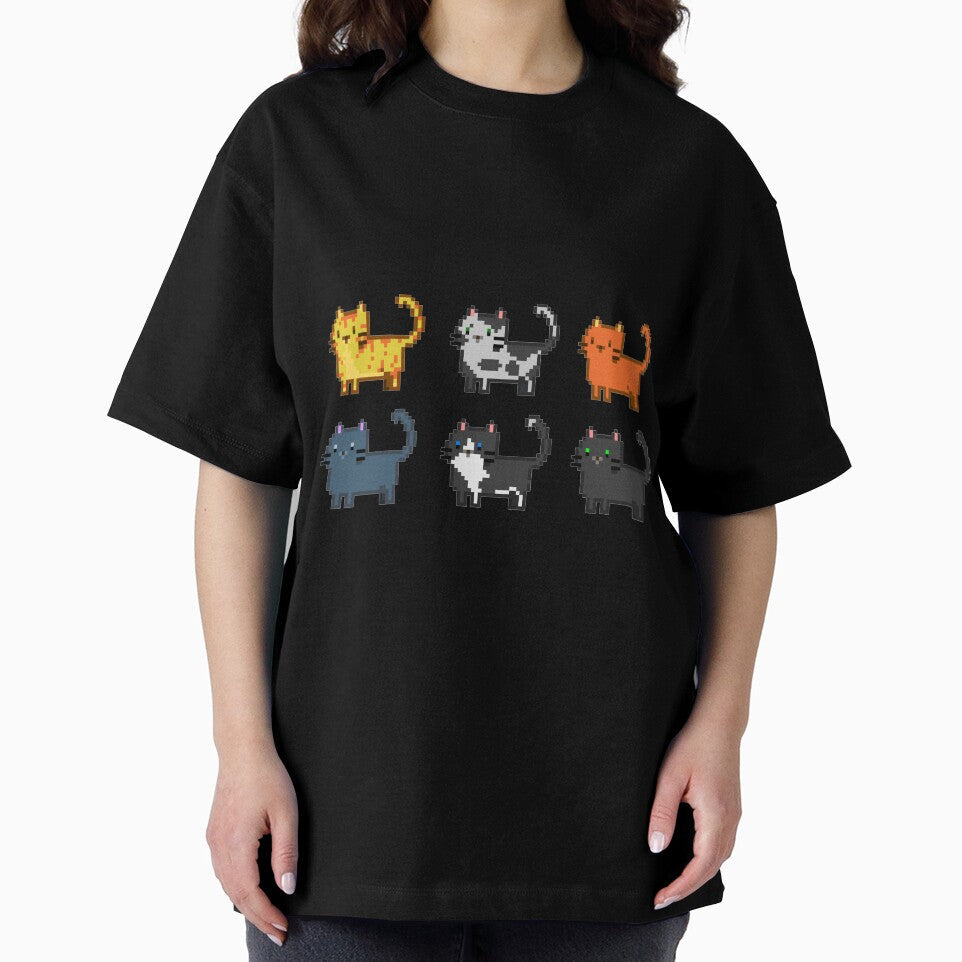 Cute Pixel Cats Two Rows by With Love, InspireMari Unisex , , , Long Sleeve Tee