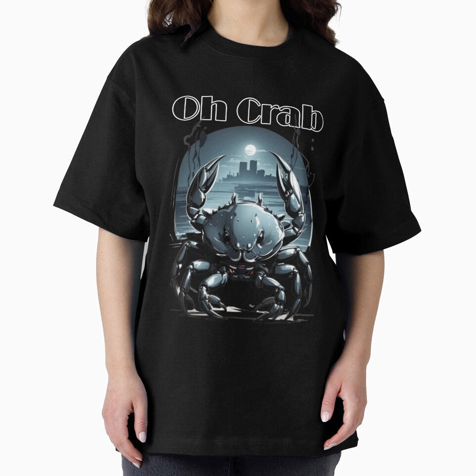 Film Noir Style Unisex Apparel with Crab Spirit Animal - 'Oh Crab by LaLi-Designs Unisex , , , Long Sleeve Tee