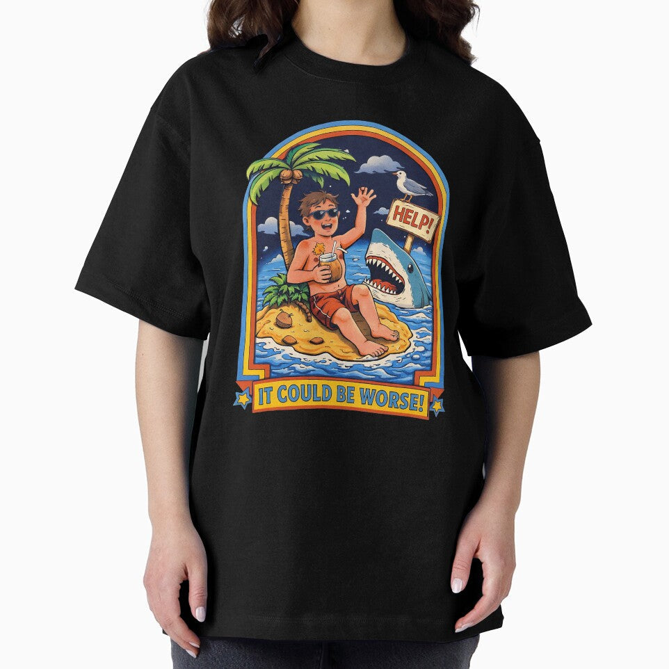It Could Be Worse Retro Dark Humor Illustration by Evolved Ape Unisex , , , Long Sleeve Tee