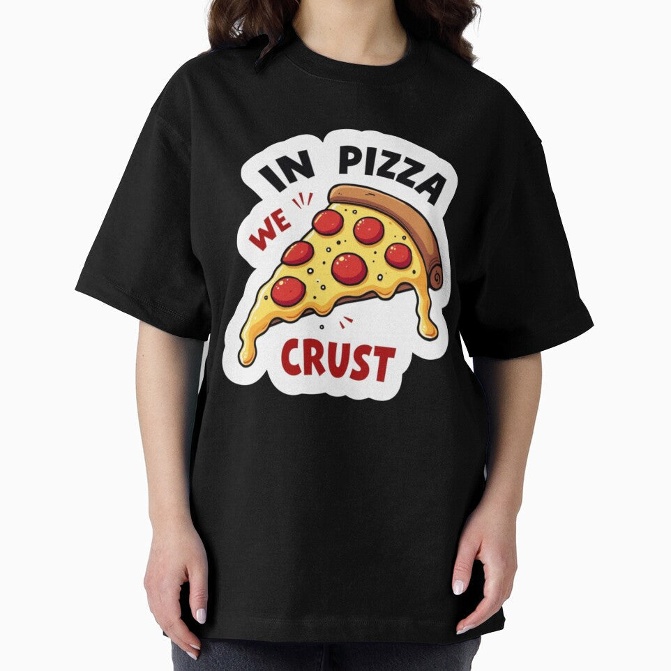In Pizza We Crust - Funny Pepperoni Pizza Sticker Design by PriyaMagic Unisex , , , Long Sleeve Tee