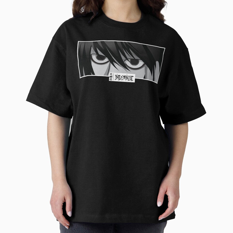 Insomniac Anime Eyes Monochrome Japanese Cozy Manga by Otakurypto Unisex , , , Long Sleeve Tee