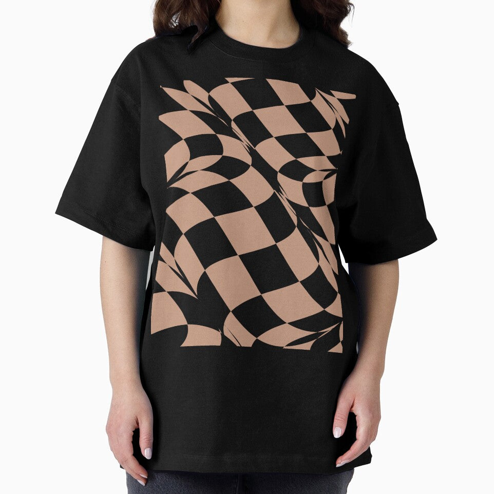 Black and Tan Distorted Checkerboard Pattern Pairs DE 2022 Popular Color Chinook Salmon DET456 by ColorOfTheYears