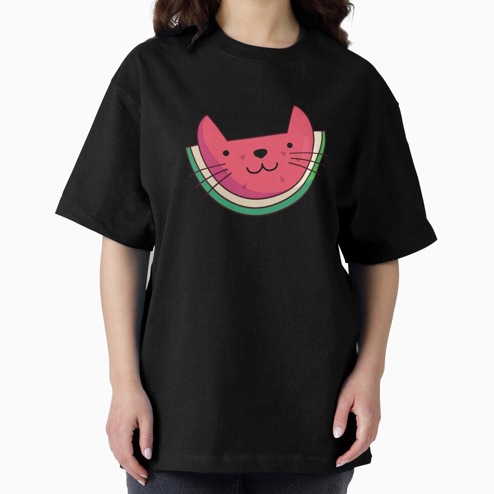 Cat-ermelon Cute Cat Watermelon Pun by punnybone Unisex , , , Long Sleeve Tee