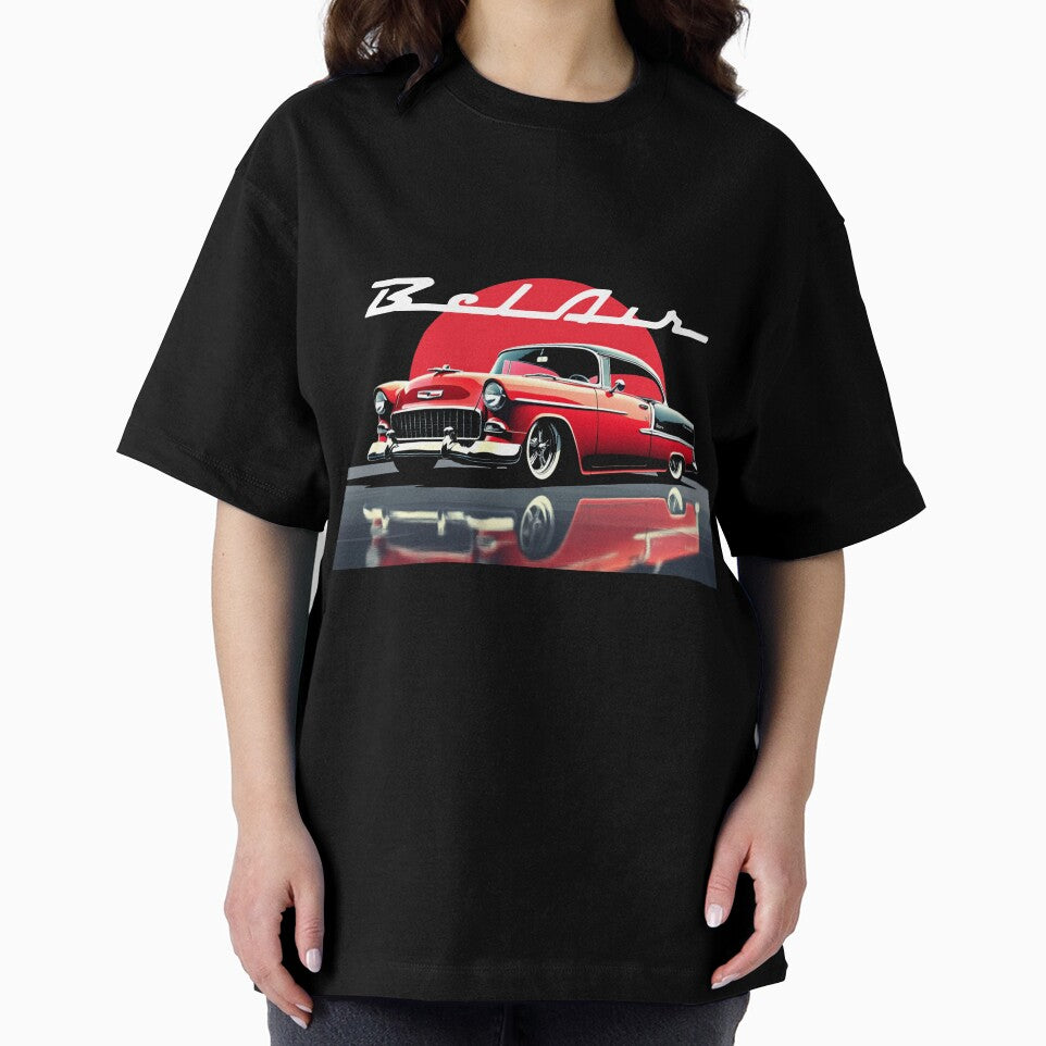 1955 Red Chevy Bel Air Classic American Car Art by TheArtOfCar